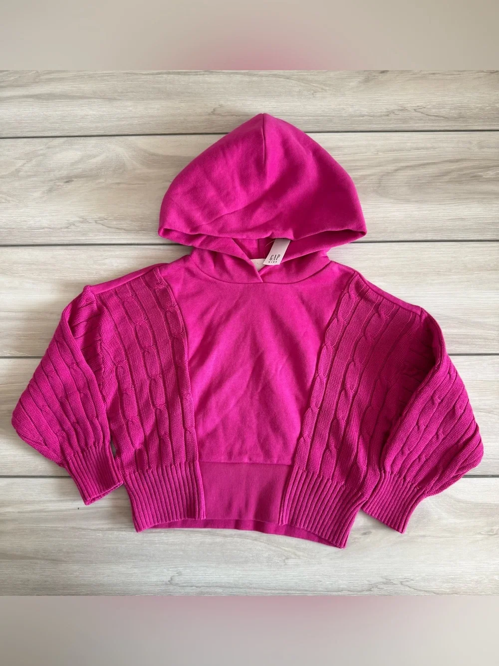 GAP Kids VintageSoft Mixed Media Hoodie Pink Size Small NWT